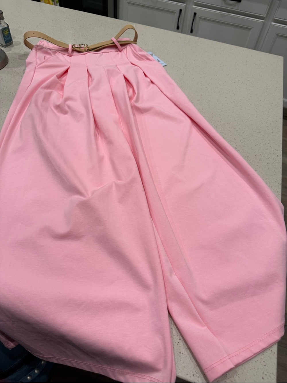 Women's Made in Italy Wide Leg Pleated Pants in Pink. Elastic Back, NWT S-XL OS